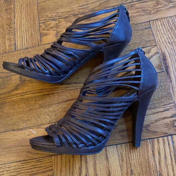 Zara brown strappy high heel platform Roman sandals - Picture 3 of 8